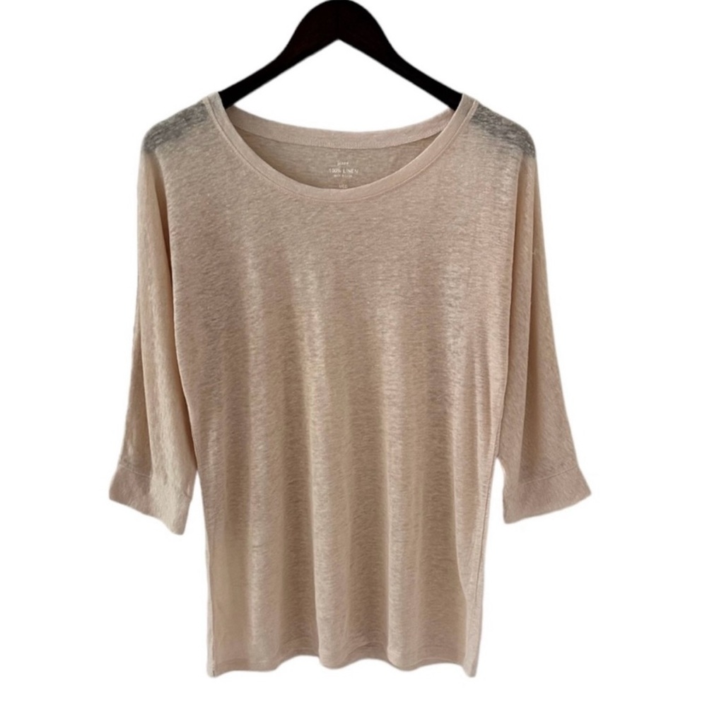 J. Crew Light Peach Scoop Neck Elbow Sleeve Tee Size Small